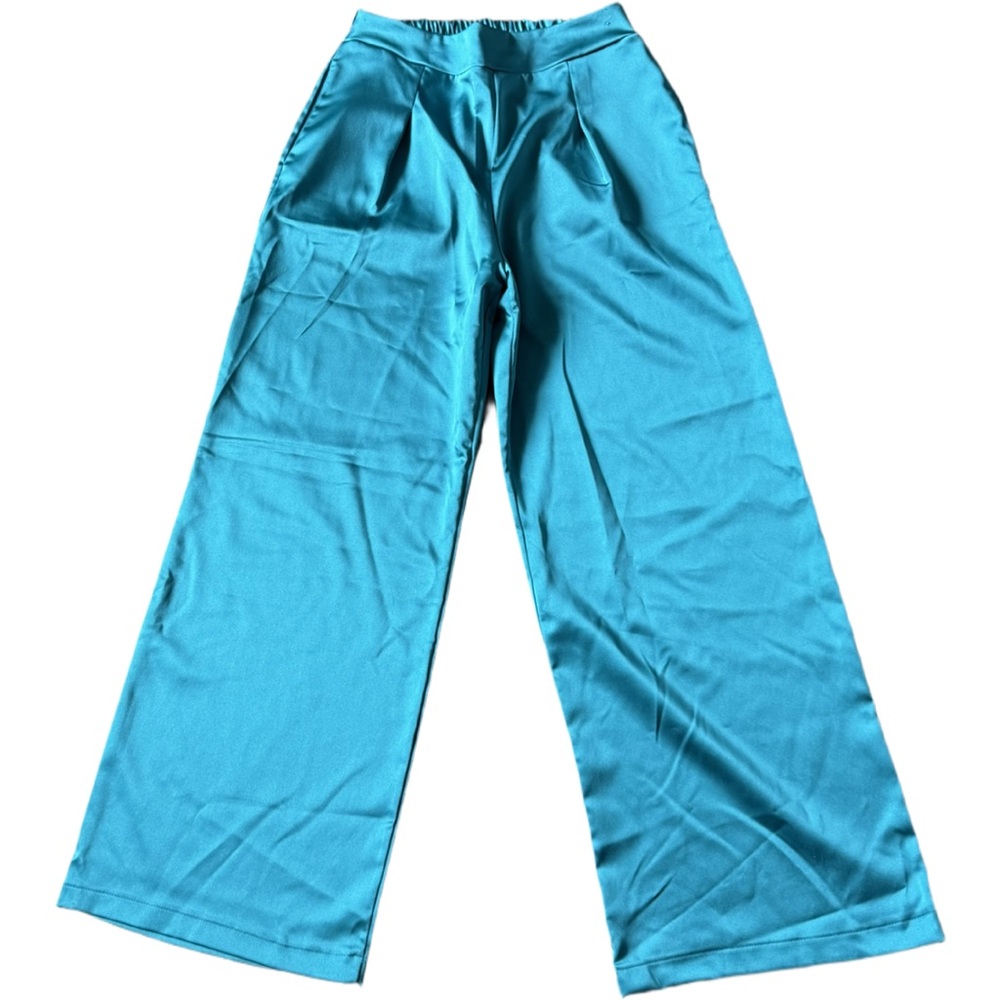 Women's Wide Leg Turquoise Pants